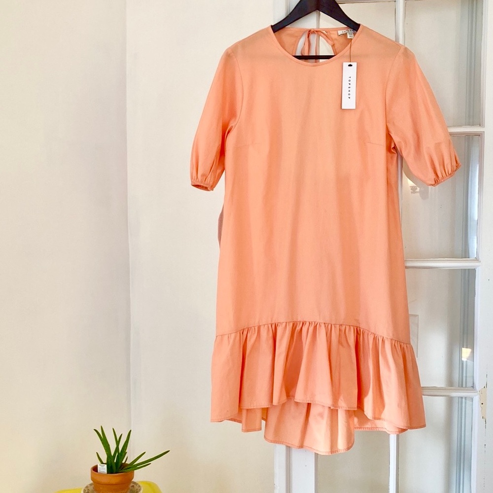 Topshop Cut-Out Back Puffed-Sleeve Dress